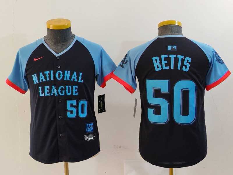 Youth Los Angeles Dodgers #50 Mookie Betts Number Navy 2024 All Star Limited Stitched Jersey->2024 mlb all-star->MLB Jersey